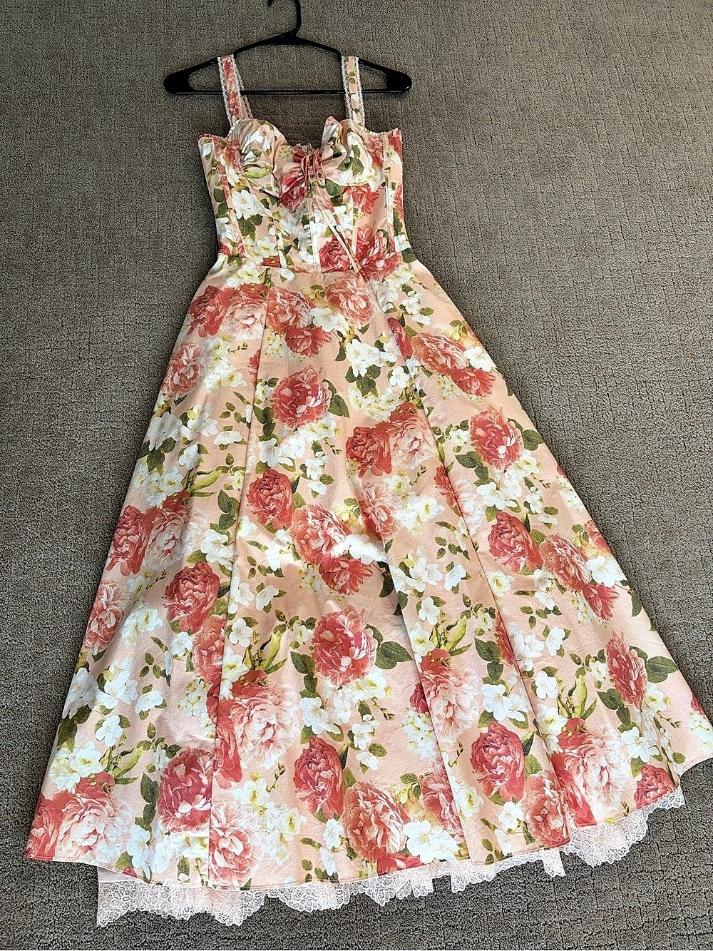 House of CB Rosalee Pink Floral Corset Midi Dress S Fuller Cup - Picture 4 of 9